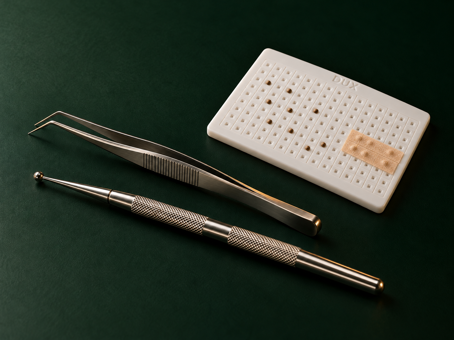 Kit de auriculoterapia com placa, palpador e pinça